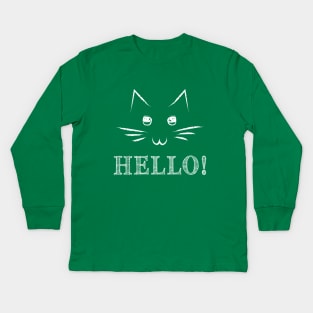 Chalk Kitty Hello Kids Long Sleeve T-Shirt